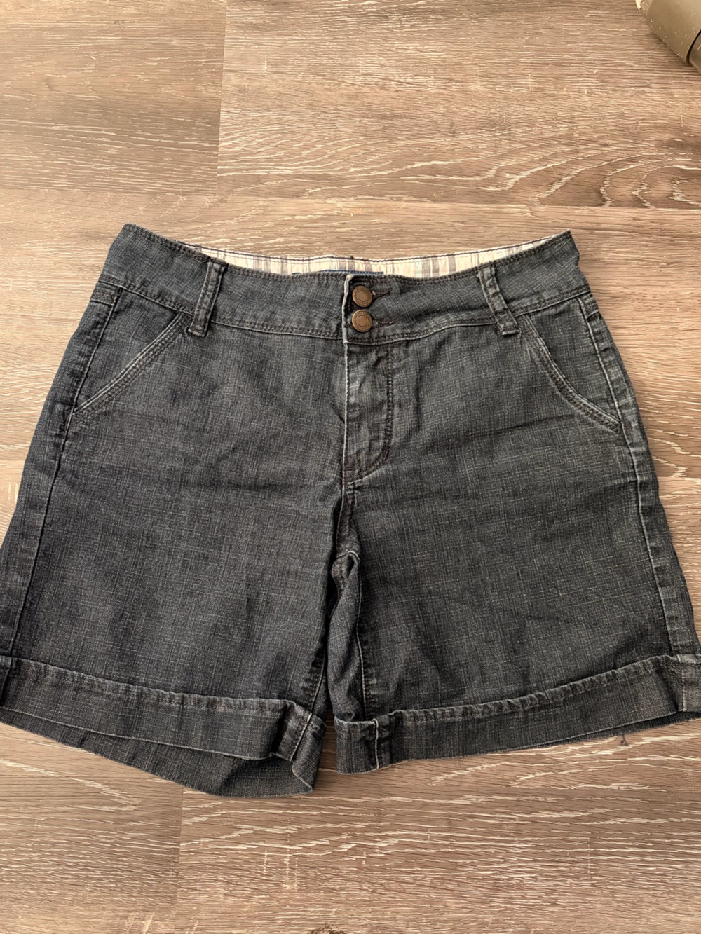 Women's Dark Gray Rolled Hem Denim Shorts